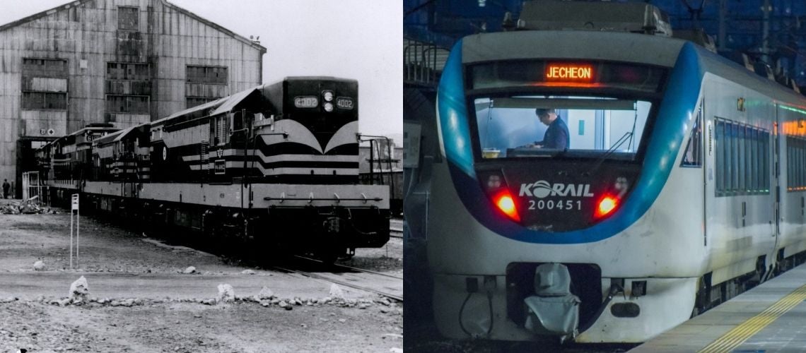 Left: Archive image of passenger railway cars on railroad track, Korea. © World Bank. Right: Seoul Railway Station Korail Nuriro Trunkline Electric Car © NGCHIYUI /Shutterstock Left: Archive image of passenger railway cars on railroad track, Korea. © World Bank. Right: Seoul Railway Station Korail Nuriro Trunkline Electric Car © NGCHIYUI /Shutterstock